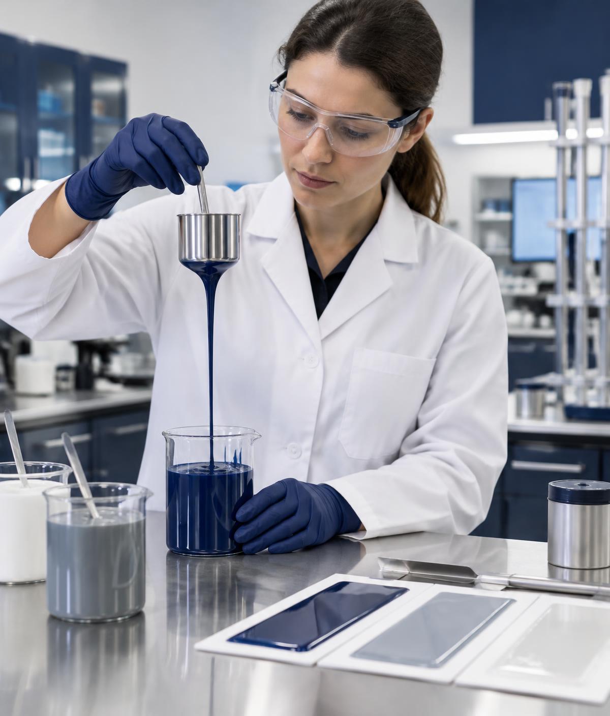 ZipDot chemist testing a coating sample in the lab